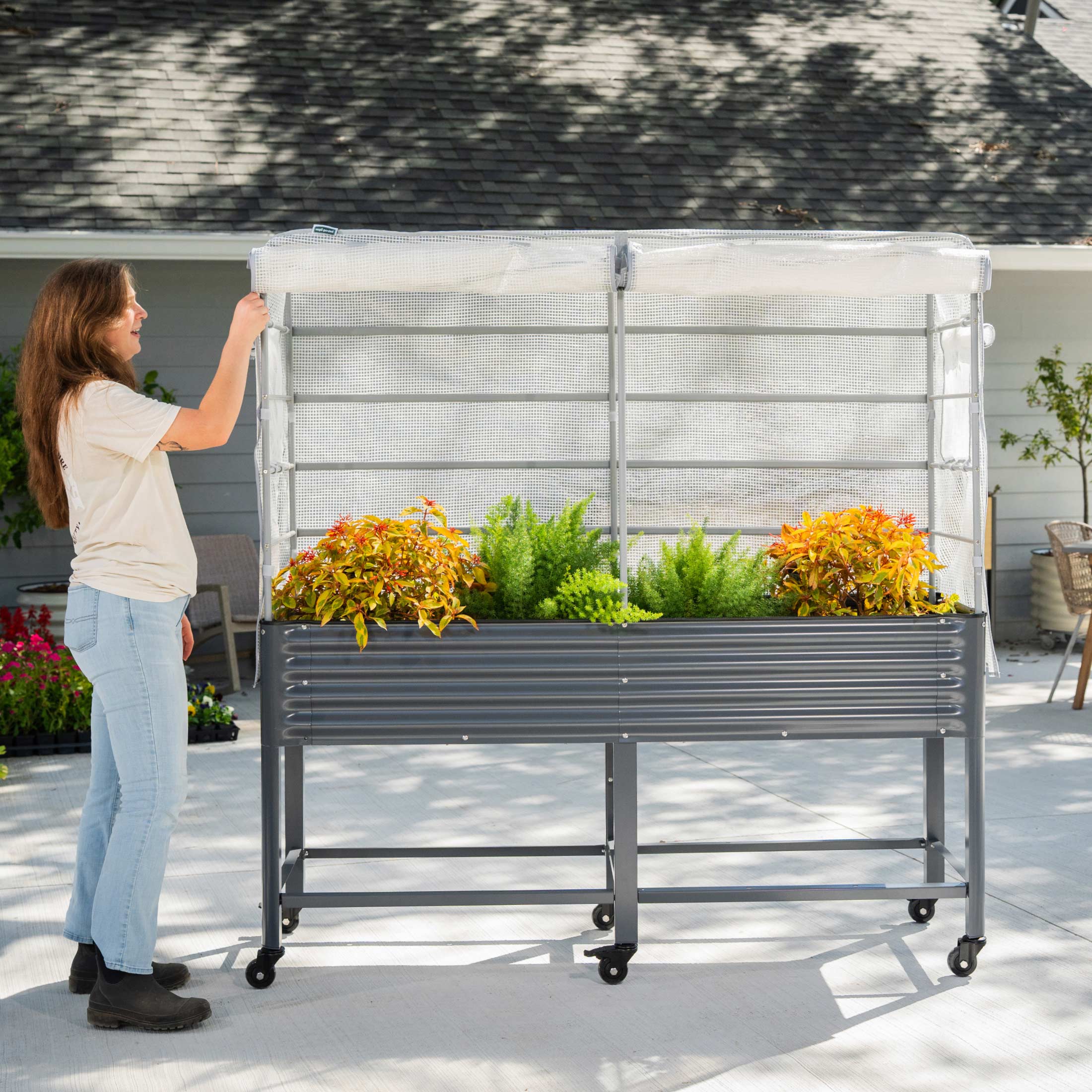 Greenhouse Frost Cover & Trellis System for Elevated Bed - Image 8