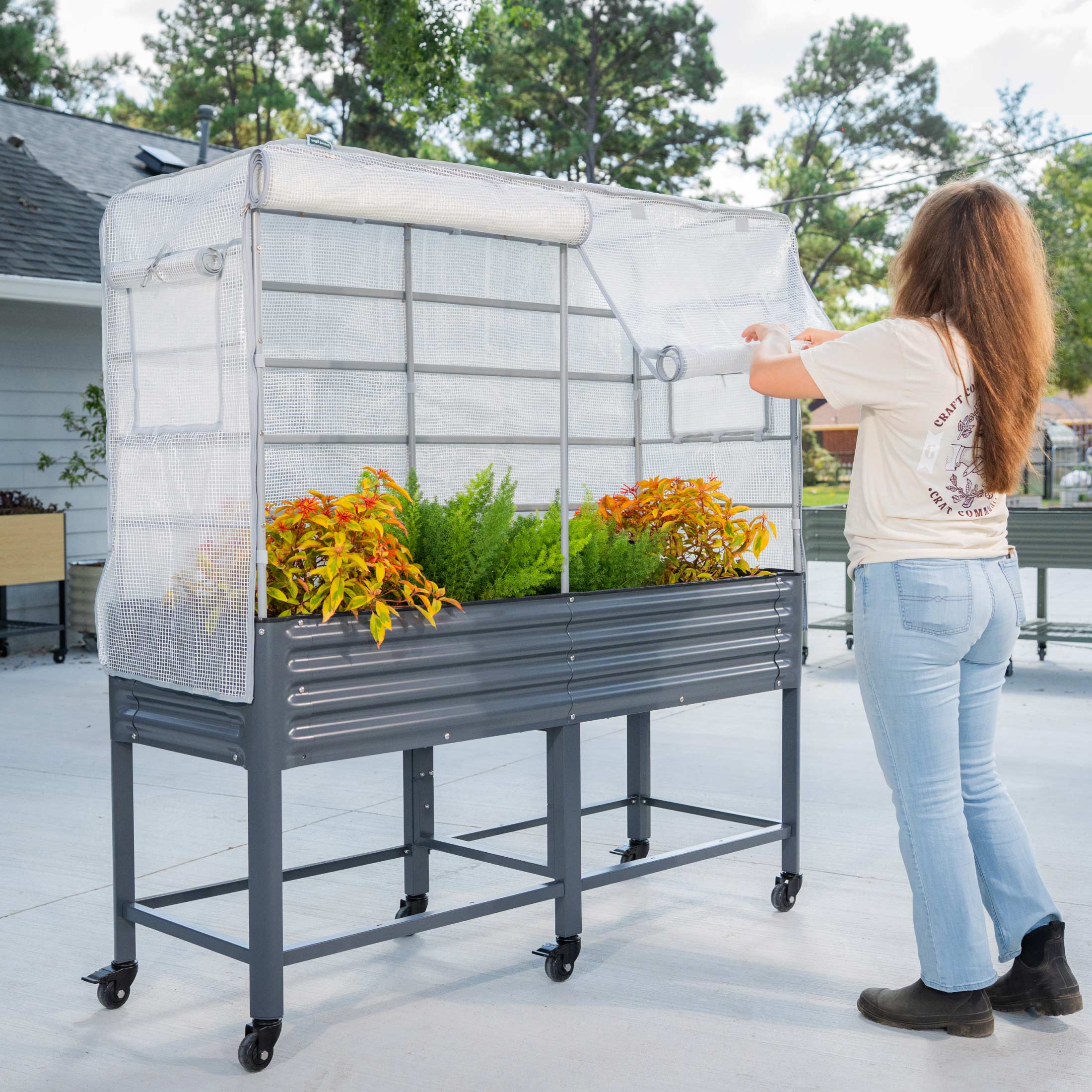 Greenhouse Frost Cover & Trellis System for Elevated Bed - Image 9