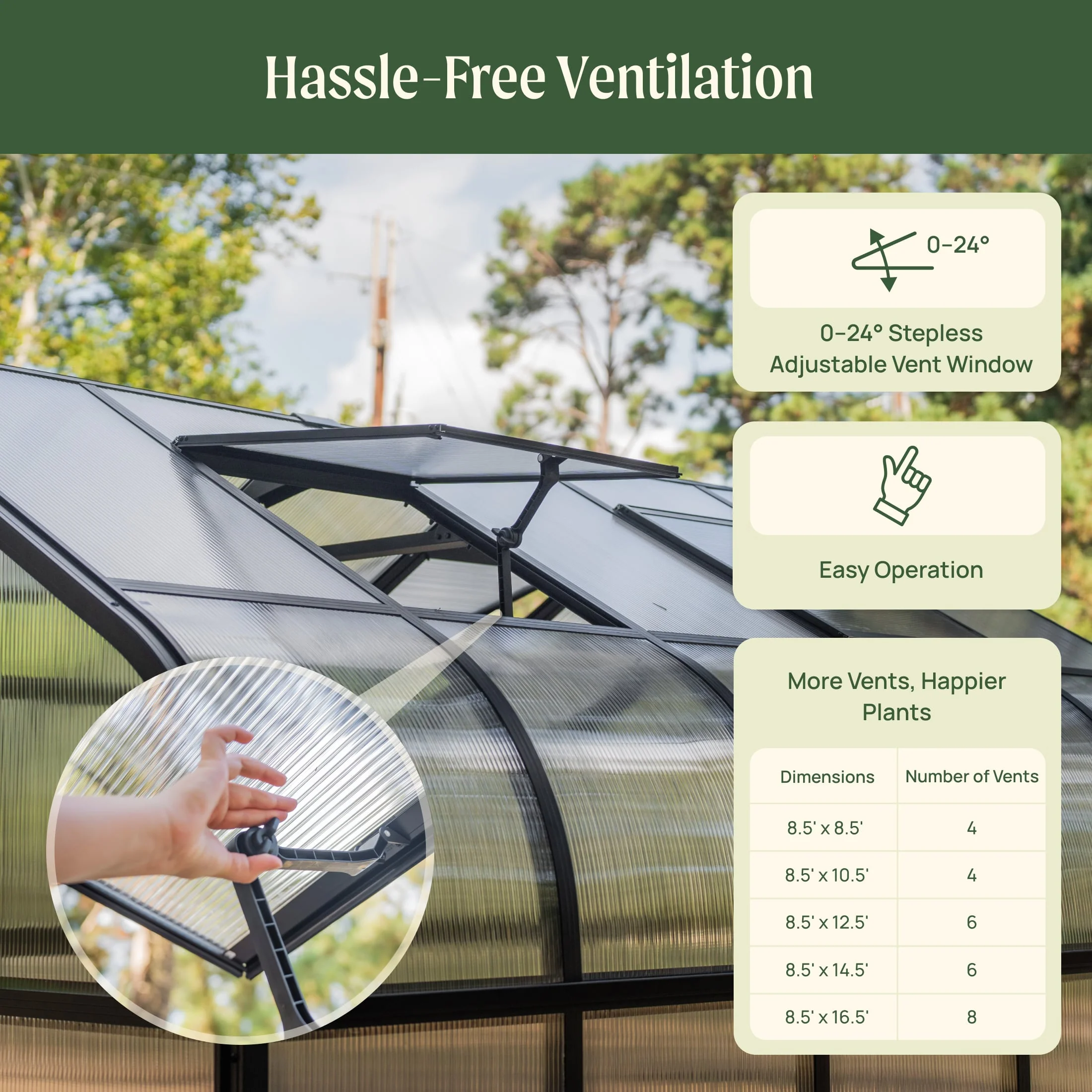 Vego Pacific Greenhouse - 8.5ft Wide - Image 11