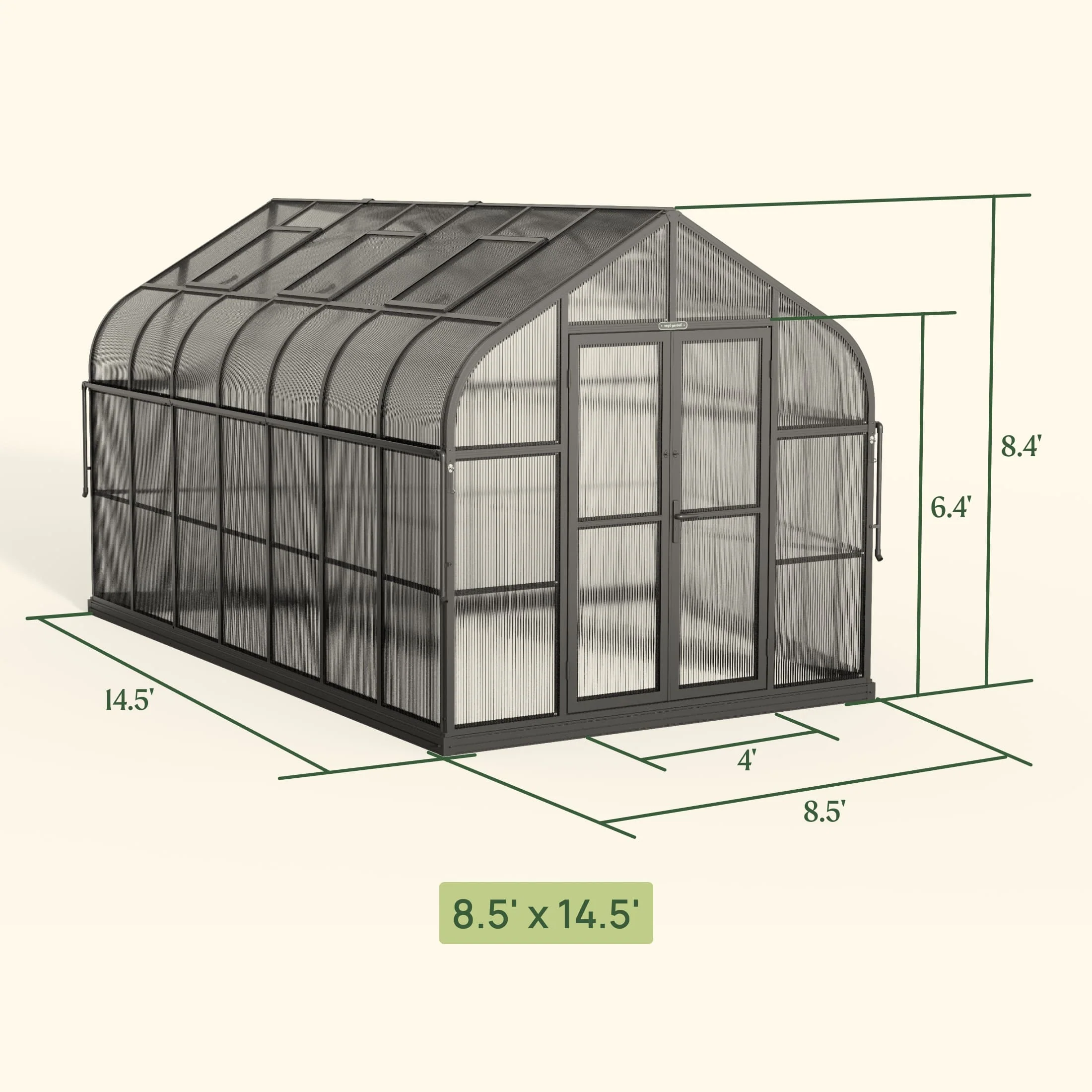 Vego Pacific Greenhouse - 8.5ft Wide - Image 4