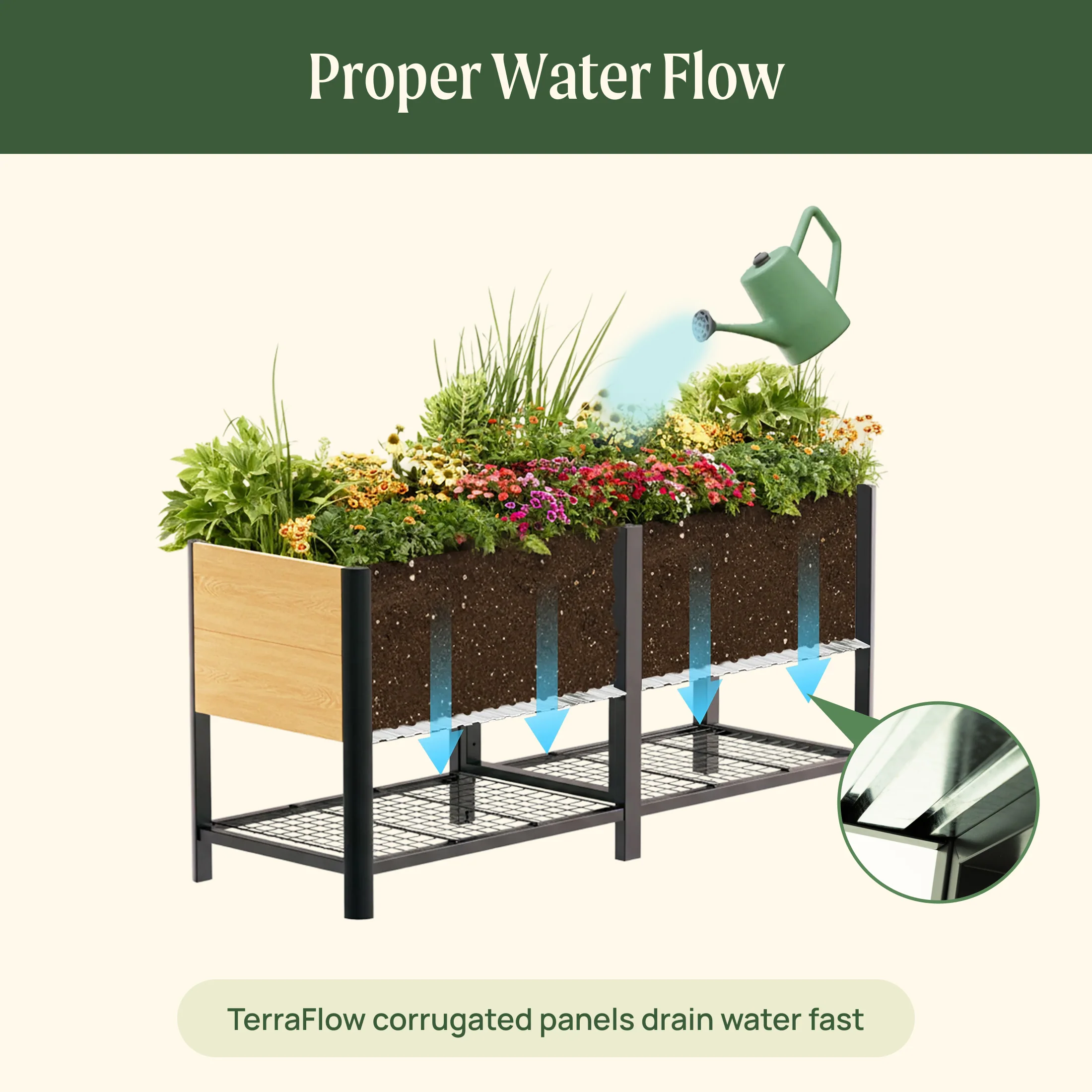 Woodgrain Elevated Garden Bed  2.0' x 6.0' - Image 3